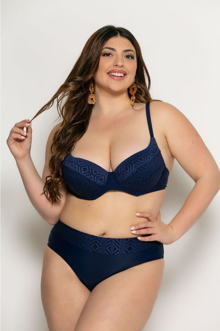 Μαγιό bikini top Με Ανάγλυφο Σχέδιο ΜΠΛΕ