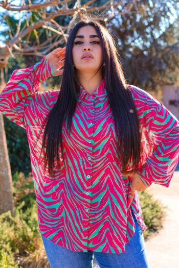 Πουκαμίσα savina oversized Ζεβρέ patern