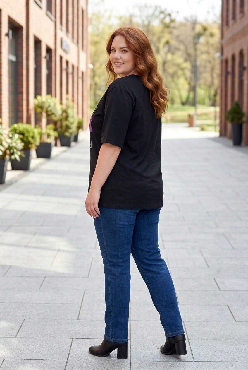 Μπλούζα super plus size cotton litle persona print
