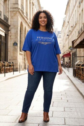 Μπλούζα super plus size cotton persona print