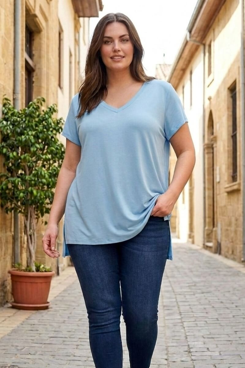 Μπλούζα viscose v Καρέ