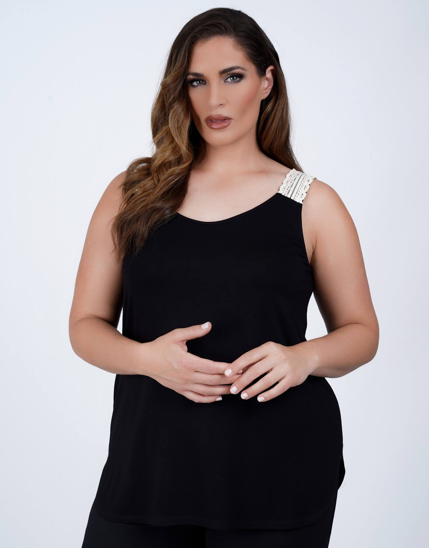 Μπλούζα viscose Αμάνικη Με Τρέσα