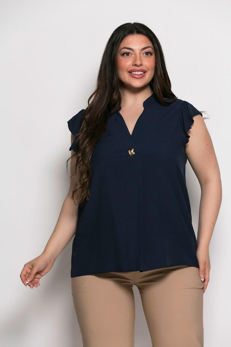Μπλούζα catalina Αμάνικη Με Βολάν Στους Ώμους