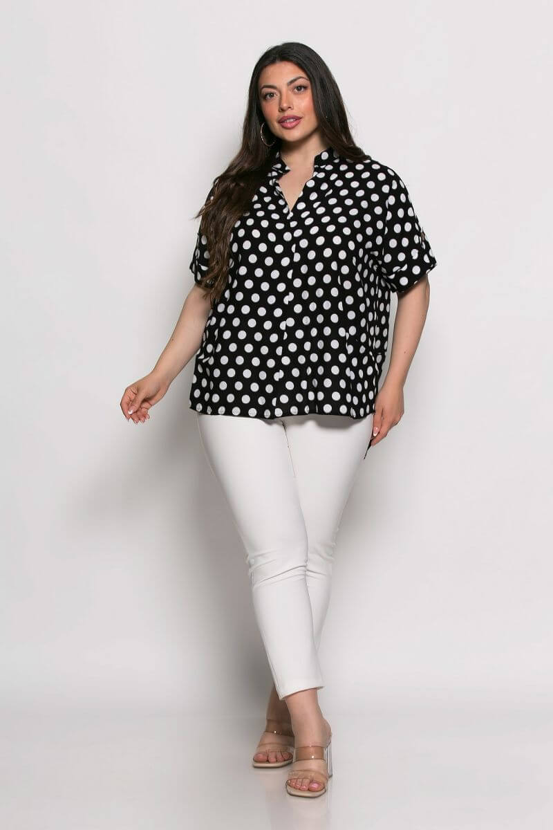 Μπλούζα Εμπριμέ polka dots Σε Σταθερό viscose