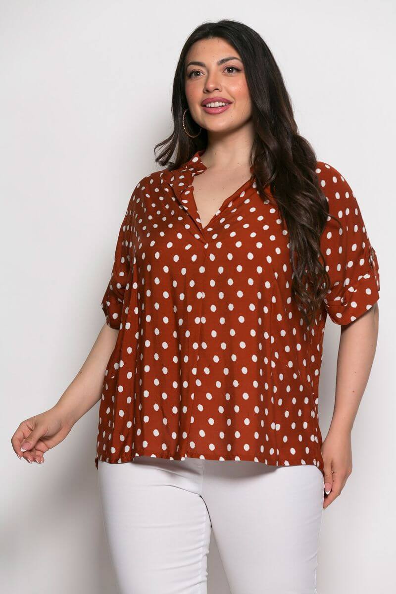 Μπλούζα Εμπριμέ polka dots Σε Σταθερό viscose