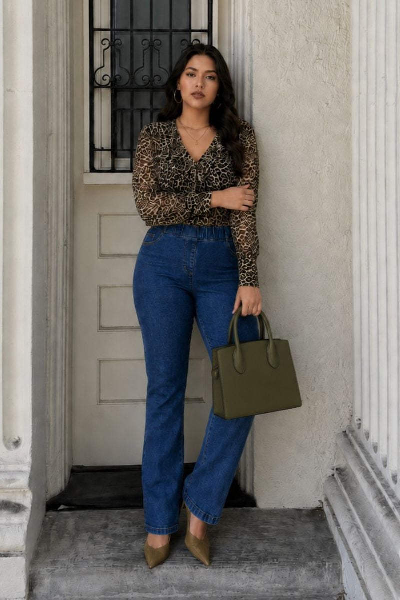 Παντελόνι caramel Ελάστικό jean wide fit